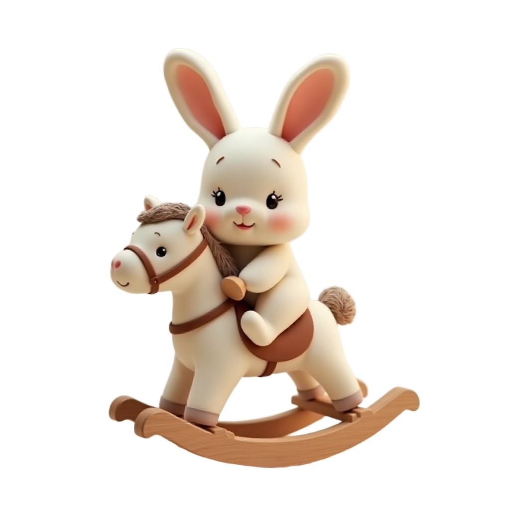 Adorable Bunny on a Rocking Horse